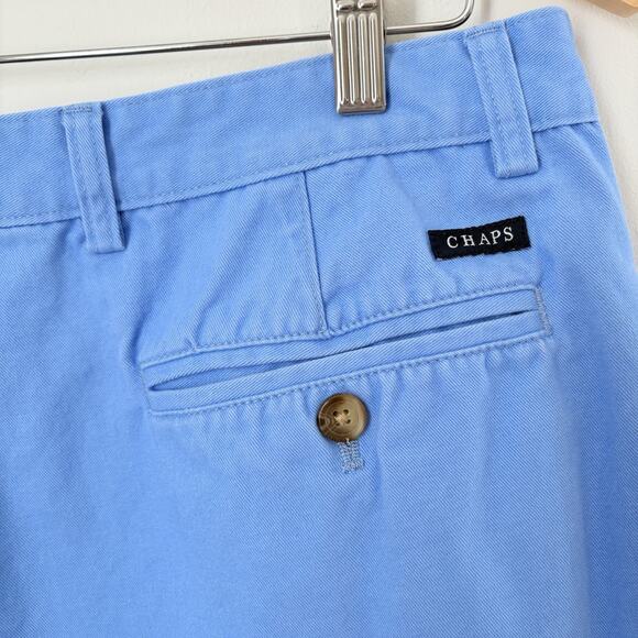 CHAPS Chino Shorts Size 36 | 100% Cotton Blue Flat Front Classic Preppy Coastal - Picture 4 of 5
